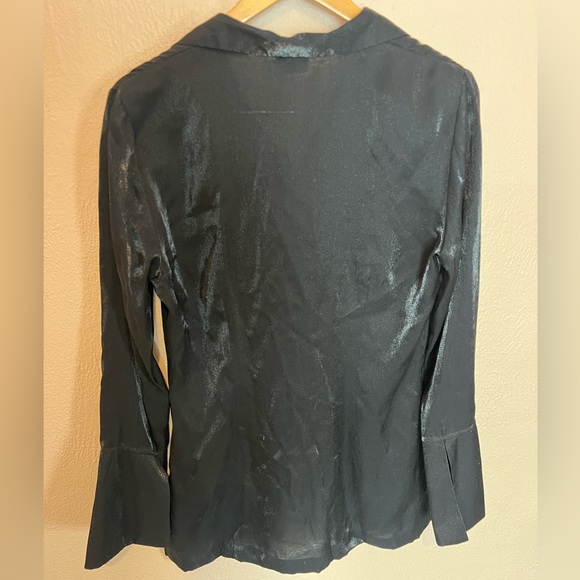 Absolutely Stunning Vintage Jacob Blouse in Shimmer Black Size M - Picture 3 of 4